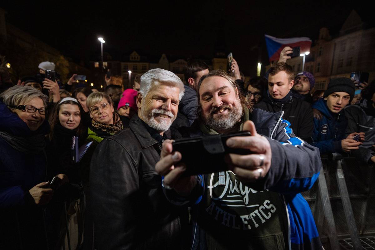 Petr Pavel na mítinku v Ostravě před druhým kolem prezidentských voleb, 19. ledna 2023.