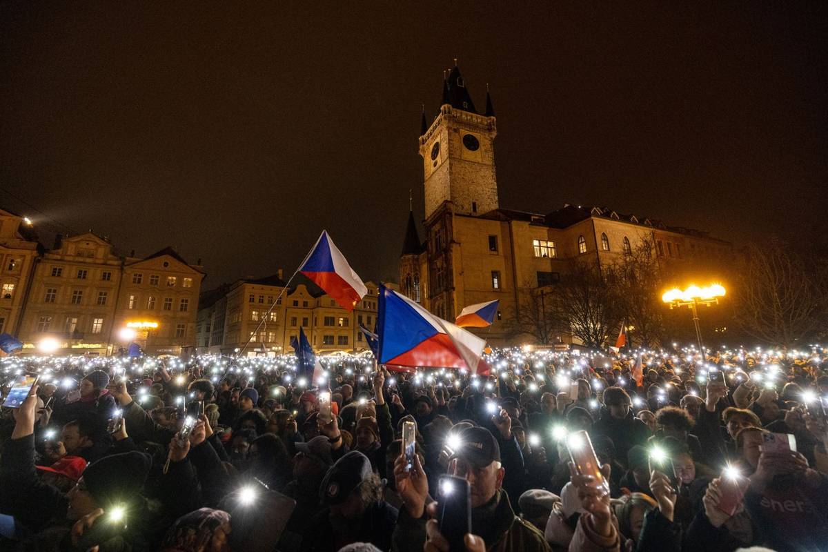 Předvolební mítink Petra Pavla v Praze na Staroměstském náměstí, 25. ledna 2023.