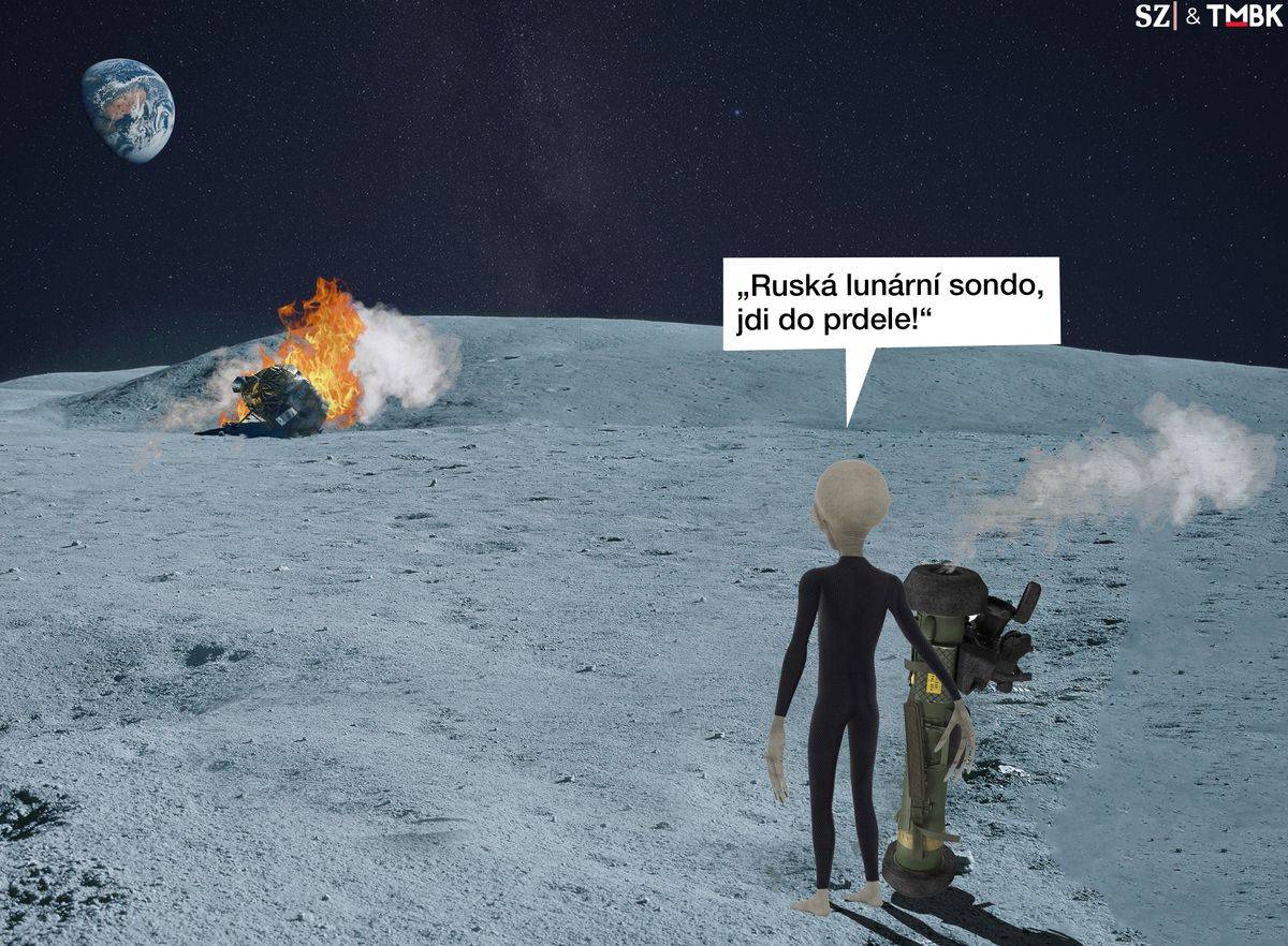 Rusům se nepovedlo se sondou Luna-25 přistát na povrchu Měsíce. Technická závada ale nebyla pravou příčinou příliš tvrdého přistání… Pravou příčinu zkázy prozrazuje satirik TMBK v koláži pro Seznam Zprávy.