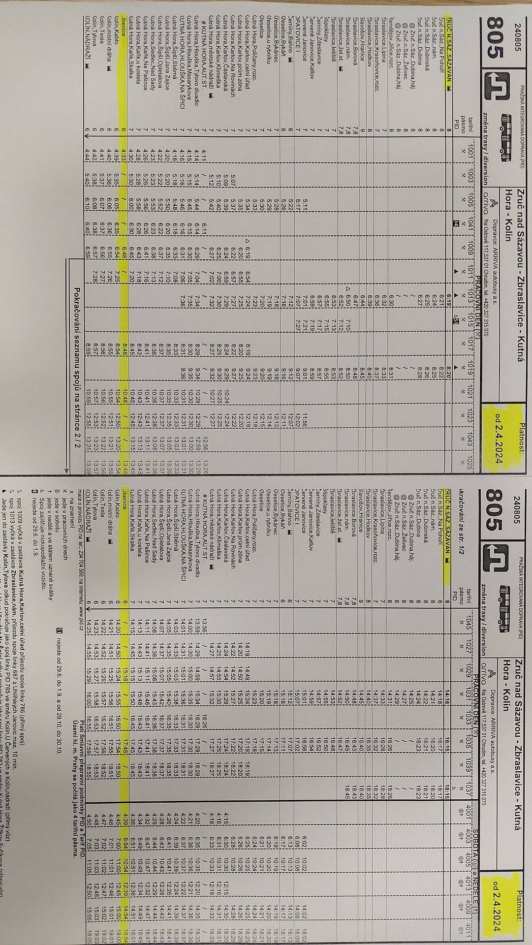 Tento jízdní řád platí od 2.4.2024 . Včetně víkendu a svátku od 29.3 - 1.4.2024.