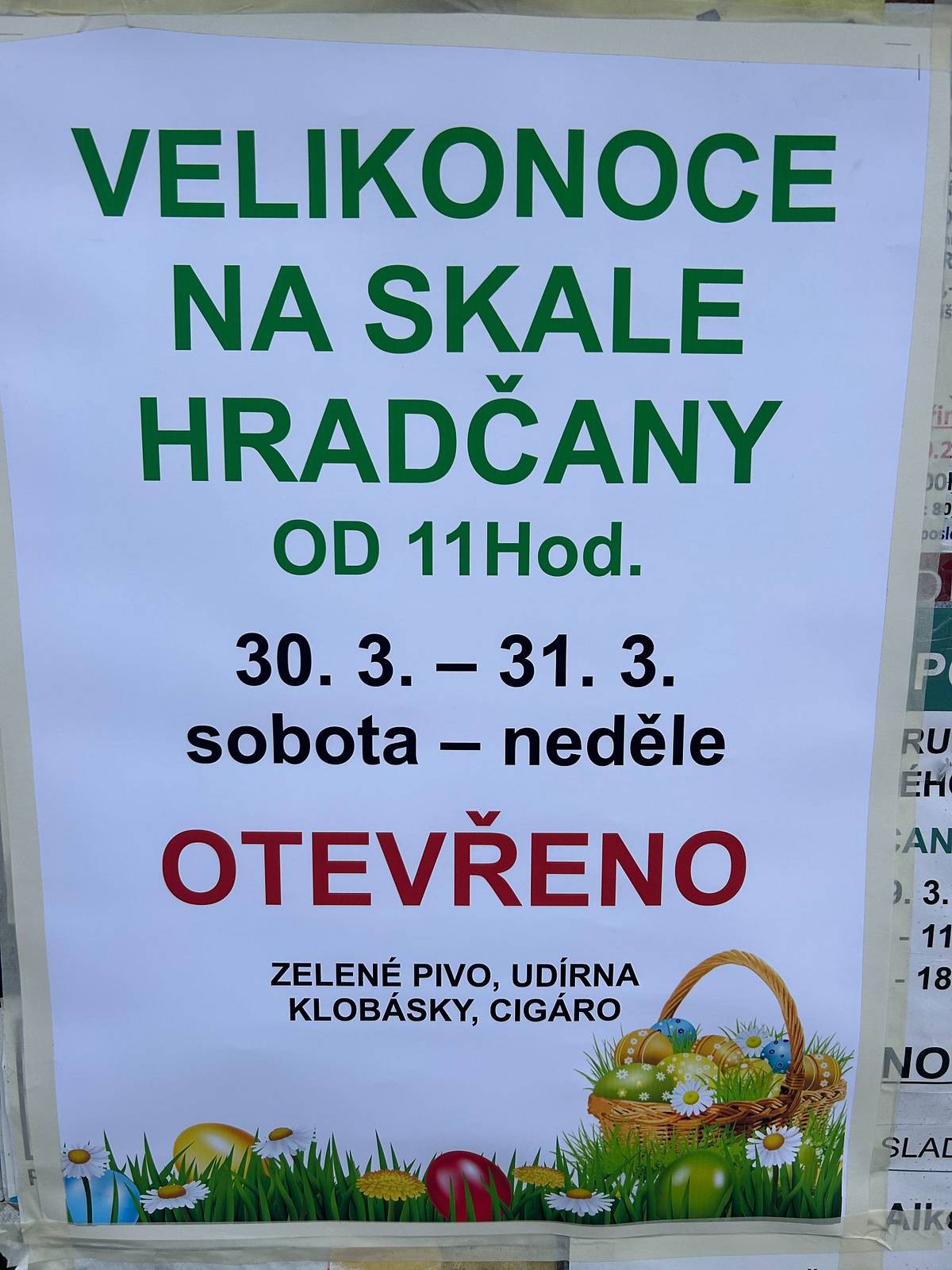 Pan Bedřich Křupka Vás zve na posezení u občerstvení v hradčanské skale o nadcházejícím prodlouženém víkendu.