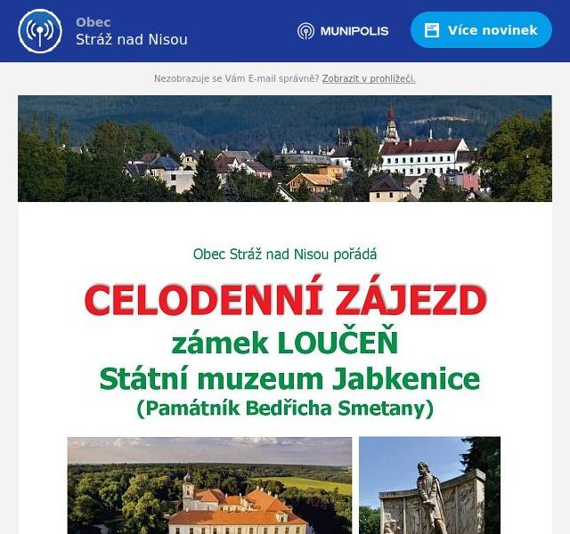 Zájezd je určen přednostně strážským seniorům.
Platba zájezdu možná na obecním úřadě v hotovosti.
