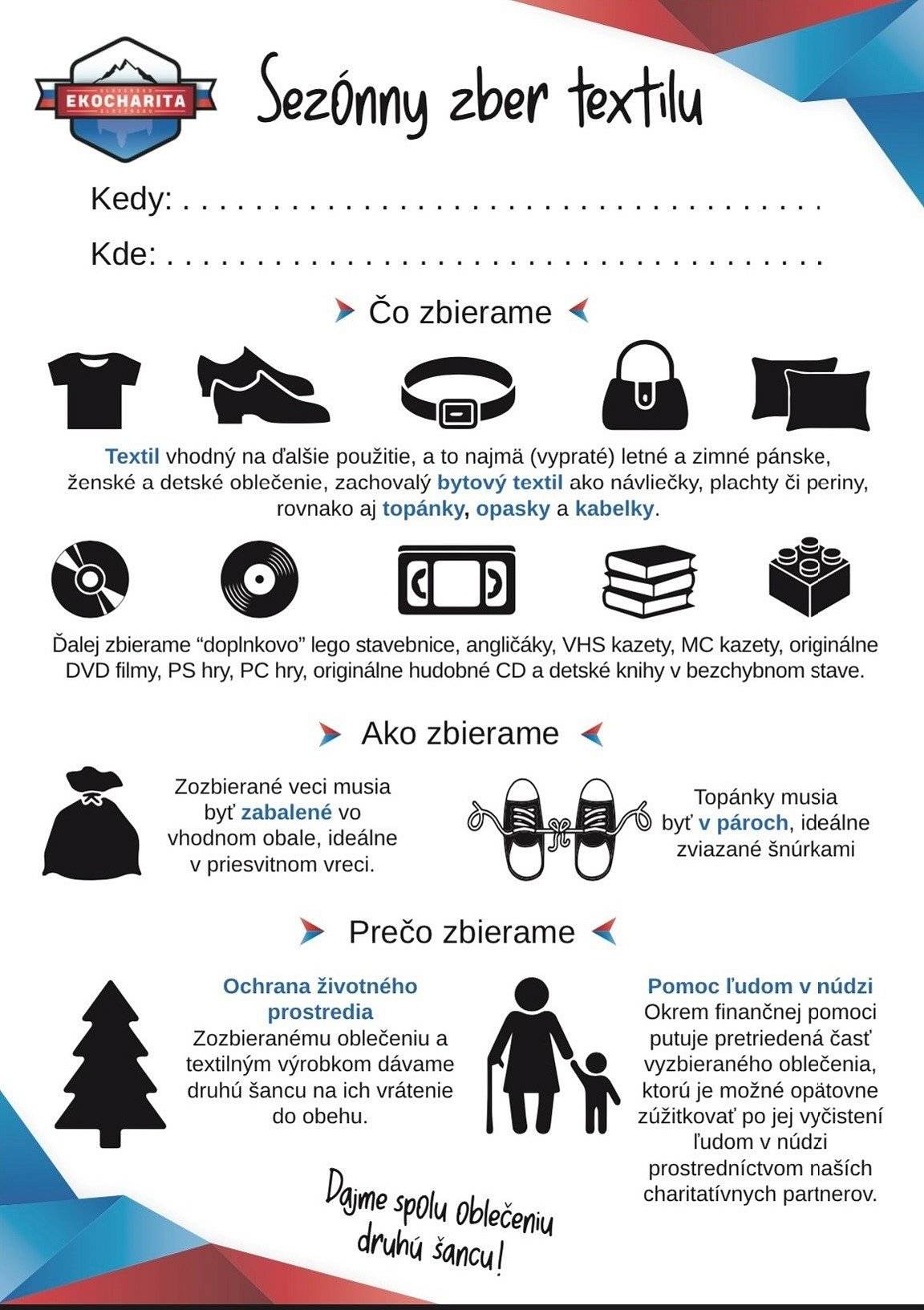 Dňa 23.3.2024  v čase od 8:00 hod. do 12:00 hod. v budove OTJ na futbalovom ihrisku v Banke bude zber zbytočného textilu.