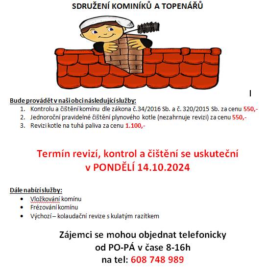Sdružení kominíků a topenářů nabízí kominické práce.