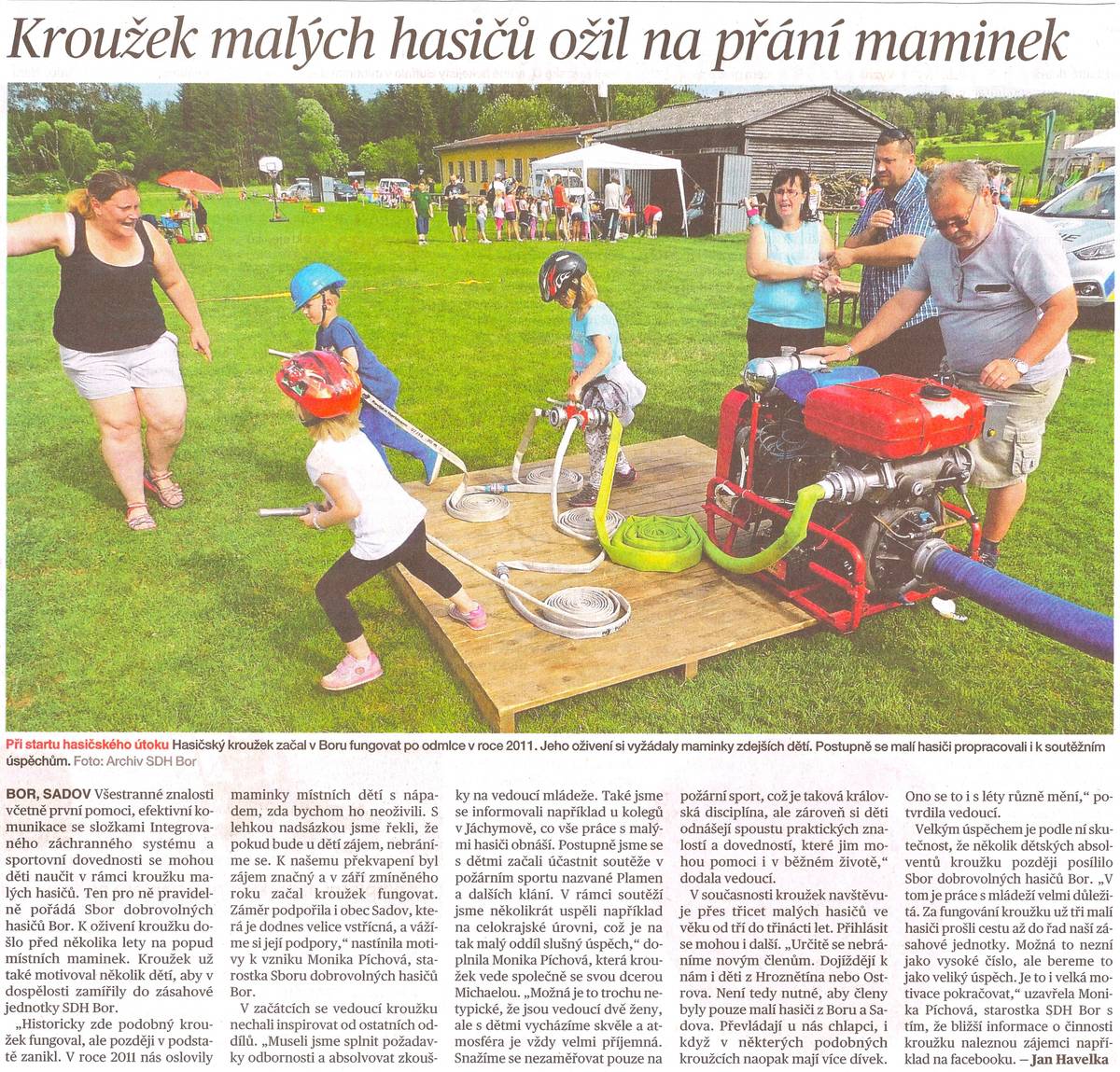 Obec Sadov děkuje za obětavou práci.