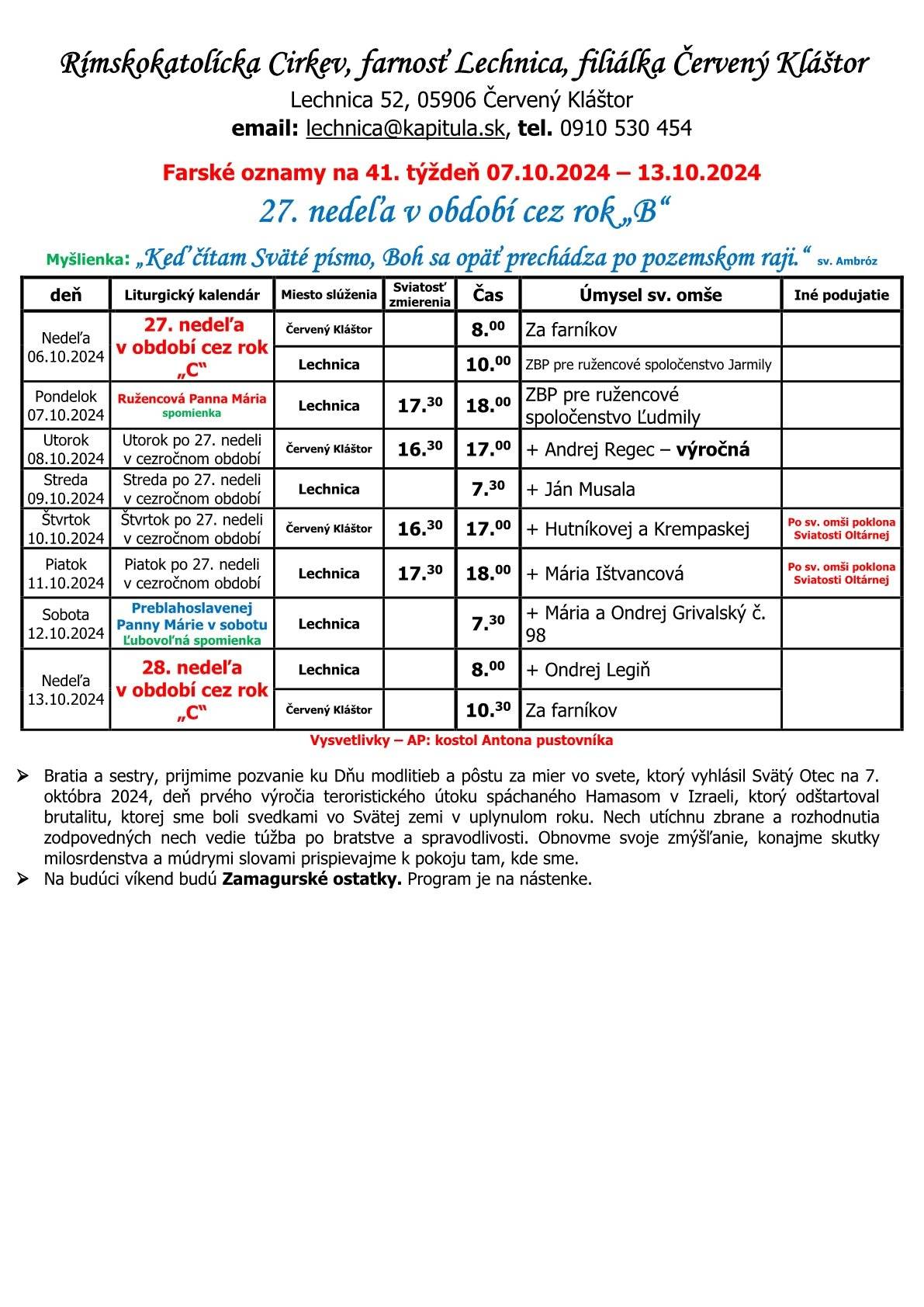 6.10.2024 - 27.nedeľa v období cez rok B