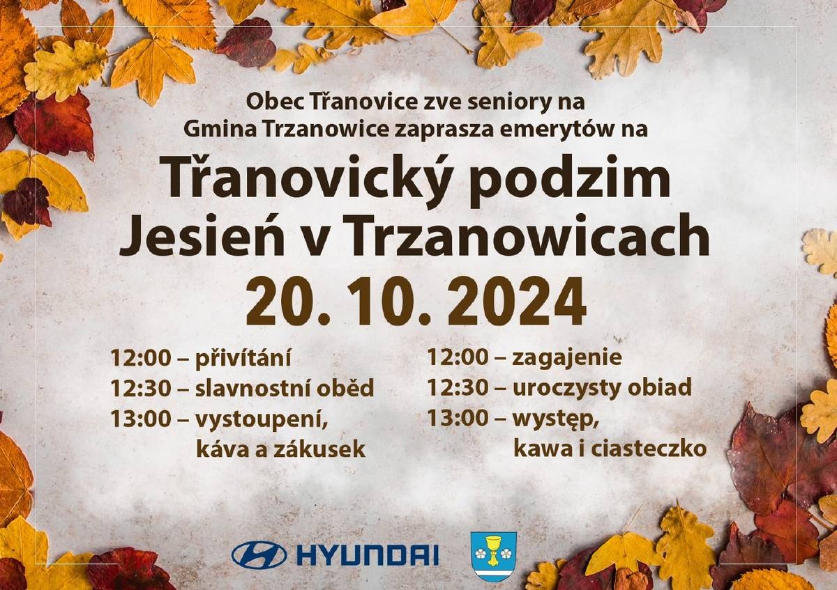 Dne 20.10.2024, 12.00 - setkání seniorů - OU Třanovice.