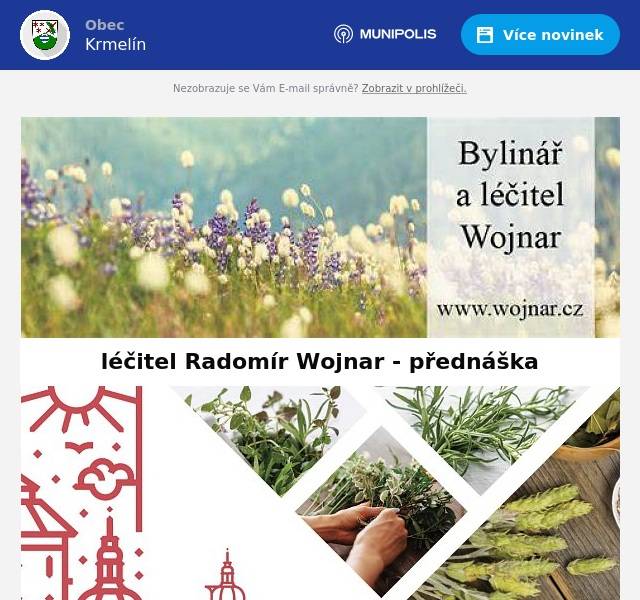 Léčitel a bylinkář Radomír Wojnar si Vás dovoluje pozvat dne 6. listopadu 2024 od 17.00 do sálu restaurace u Hynečků v Brušperku na přednášku na téma ,,Léčivé bylinky a jejich využití v praxi,, s možností zakoupení bylinných produktů (platba pouze v hotovosti).
VSTUP ZDARMA !