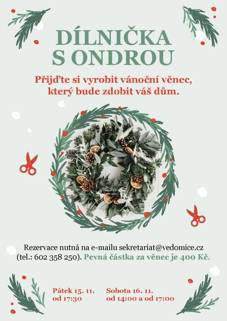 Výroba vánočních věnců v zasedací místnosti obecního úřadu.