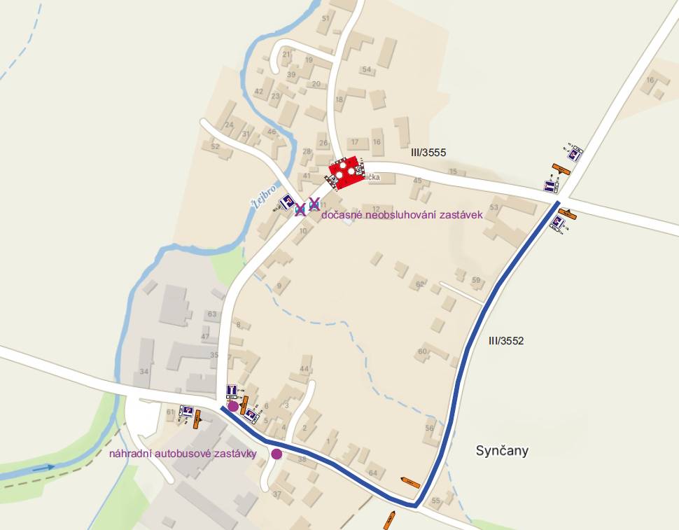 DOPRAVNÍ OMEZENÍ V ROSICÍCH – SYNČANECH   Místo: Synčany u zvoničky   Termín: 21.10. - 31.10.2024   V Obci Rosice, místní části Synčany, dojde k omezení provozu a uzavírce kvůli opravě propadlé části komunikace. Od 21.10 do 27.10.2024 bude odfrézována vrstva 4 cm a budou upraveny poklopy v místě propadu vozovky. V tuto dobu bude v místě omezena rychlost na max. 30 km/h, provoz bude po dobu prací řízen pracovníky stavby a autobusové zastávky budou obsluhovány. Ve dnech 28.10 a 29.10.2024 pak bude silnice v Synčanech uzavřena a proběhne pokládka asfaltu. Objížďka povede v Synčanech po druhé silnici a v té době neobsluhované autobusové zastávky budou obsluhovány u křížku na křižovatce!