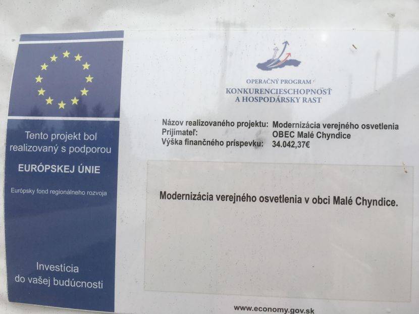 Modernizácia verejného osvetlenia  obce Malé Chyndice 