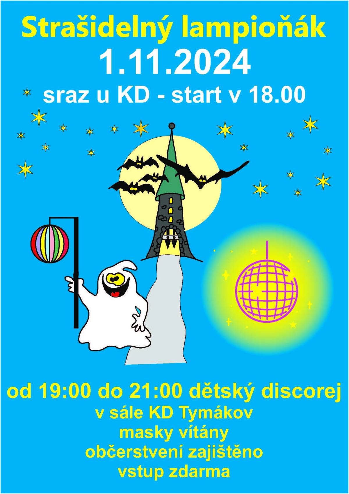 Strašidelný lampioňák 1.11.2024 od 18 hod u KD Tymákov