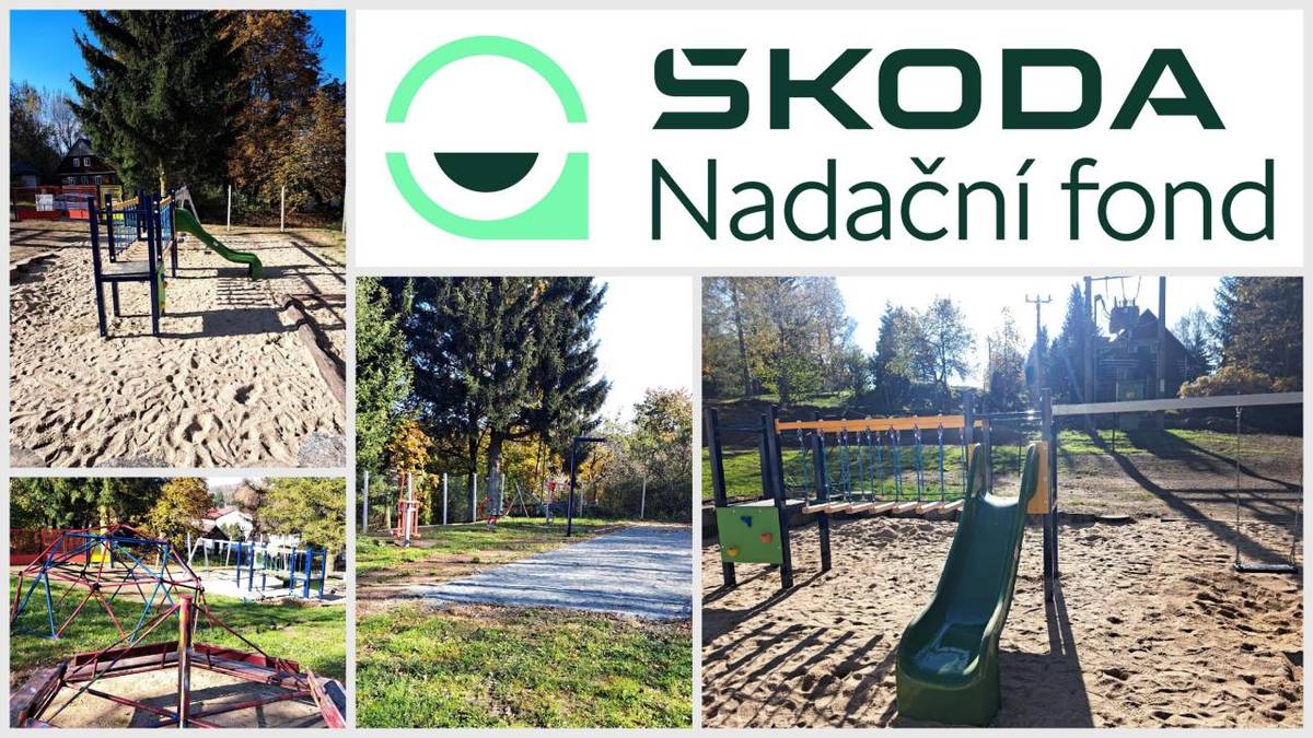 Díky finanční podpoře Nadačního fondu Škoda Auto byly na hřišti umístěny fitness prvky a velký dětský herní prvek.