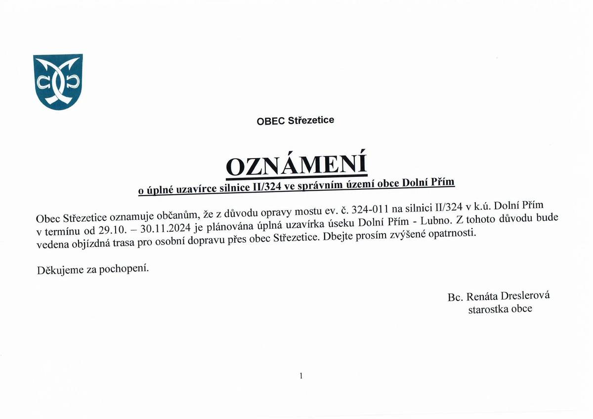 Oprava - Oznámení - viz příloha