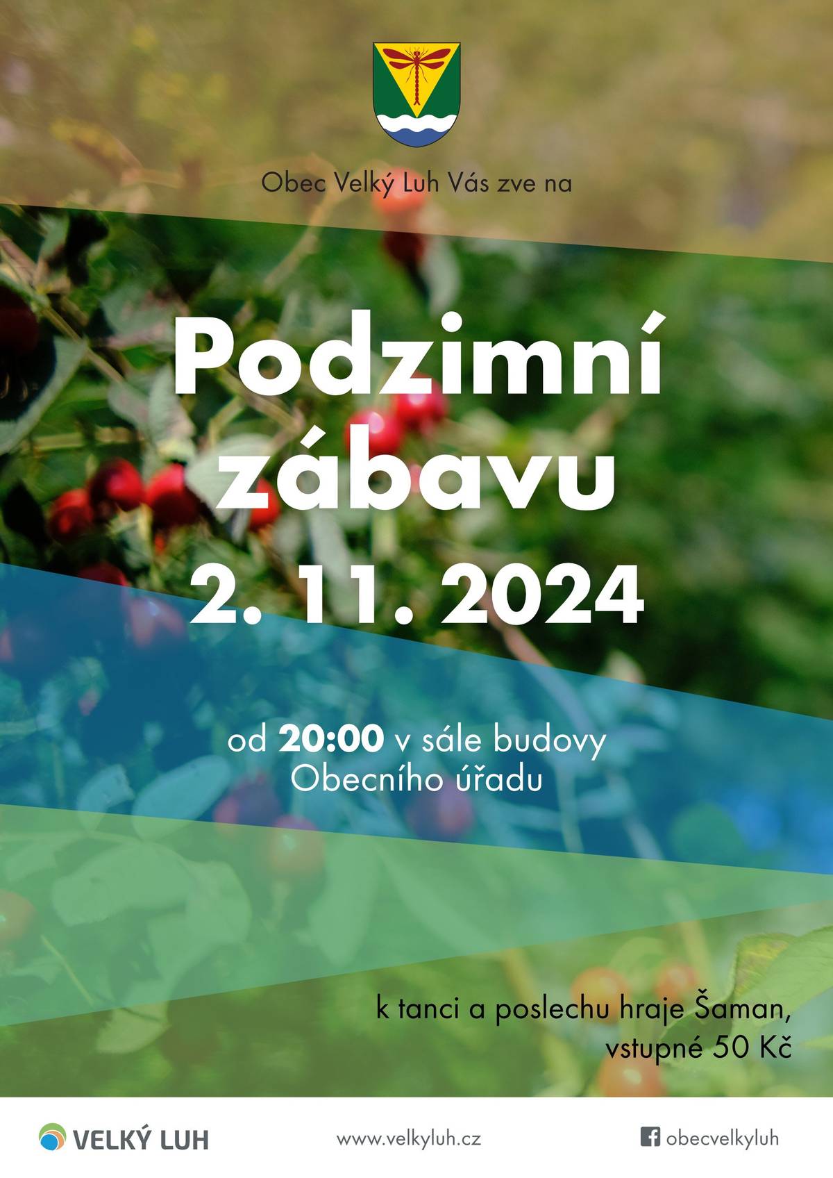 Dne 2.11.24 od 20 hod. na místním sále hraje k tanci a poslechu "Šaman"!