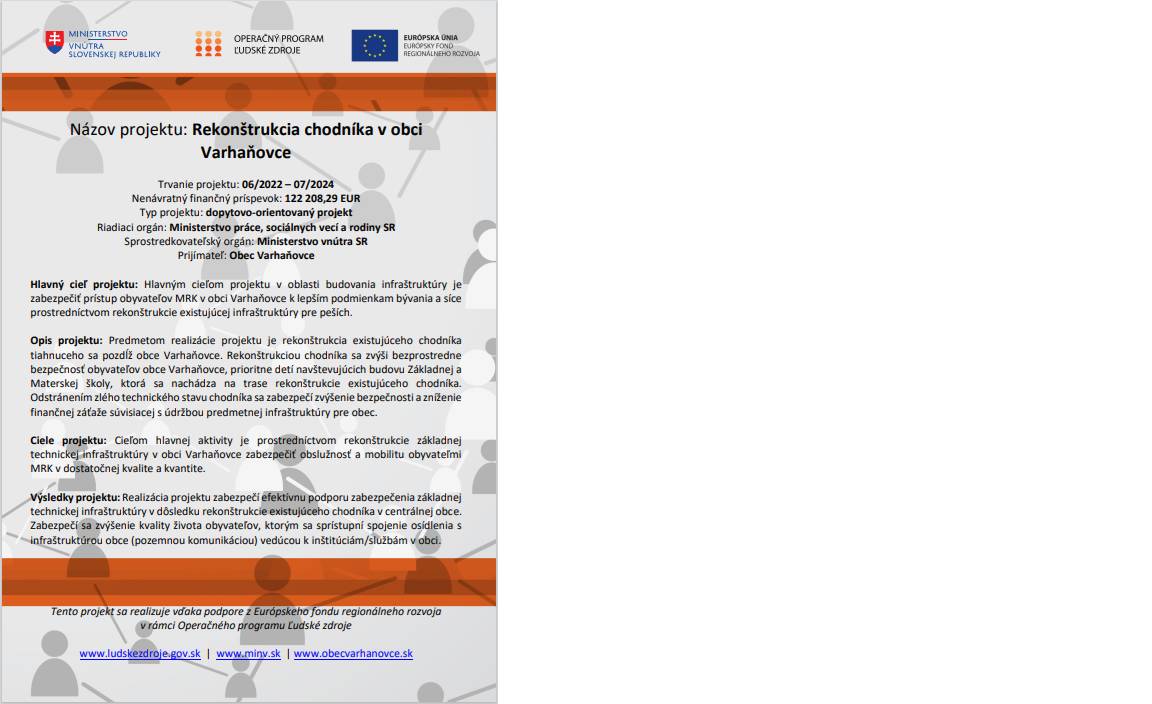 Rekonštrukcia chodníka v obci Varhaňovce
