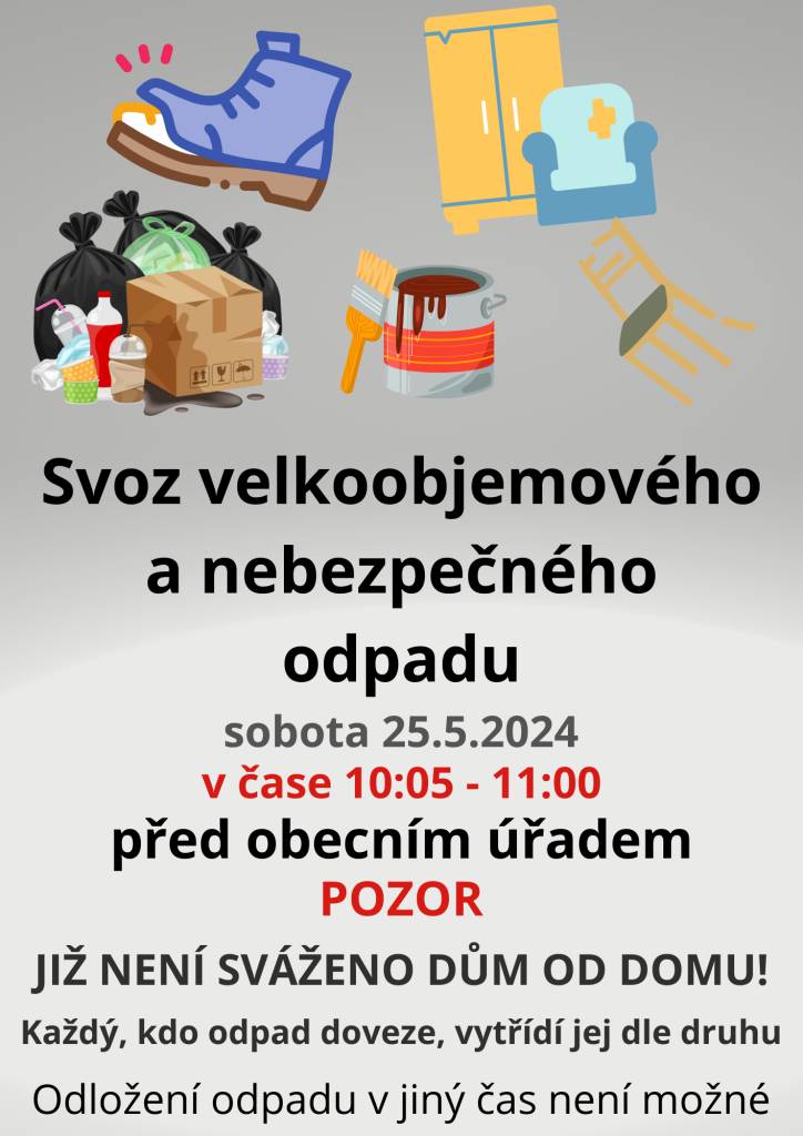 sobota 25.5.2024 v čase od 10.05 - 11.00 před OÚ