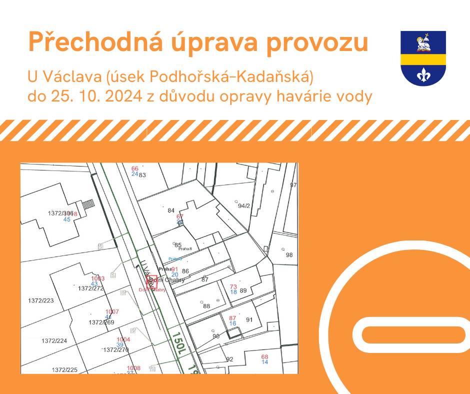 🚧 V ulici U Václava je hlášena havárie vody. Z důvodu výkopu bude část ulice U Václava v úseku ulic Podhořská až Kadaňská termínu do 25. října 2024 uzavřena 💦❌. ℹ️ Aktuální stav naleznete na webu PVK: https://www.pvk.cz/.