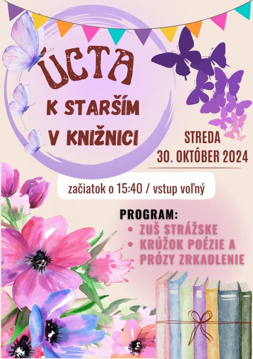 Už dnes v rámci mesiaca úcty k starším aj stretnutie v mestskej knižnici!    TEŠÍME SA NA VÁS..