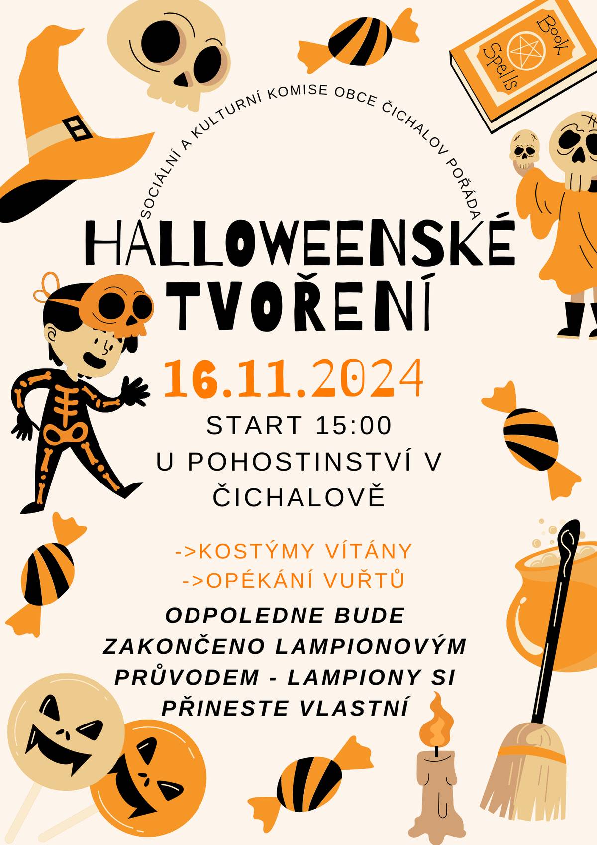 Sociální a kulturní komise obce Čichalov zve děti i s rodiči na hallovenské tvoření. Akce se koná 16.11. od 15:00 u místního pohostinsví. Na konec se můžete těšit na lampionový průvod.  Aktuální informace z obce přímo do mobilního telefonu. Registrace MUNIPOLIS: Registrace - MUNIPOLIS 📢