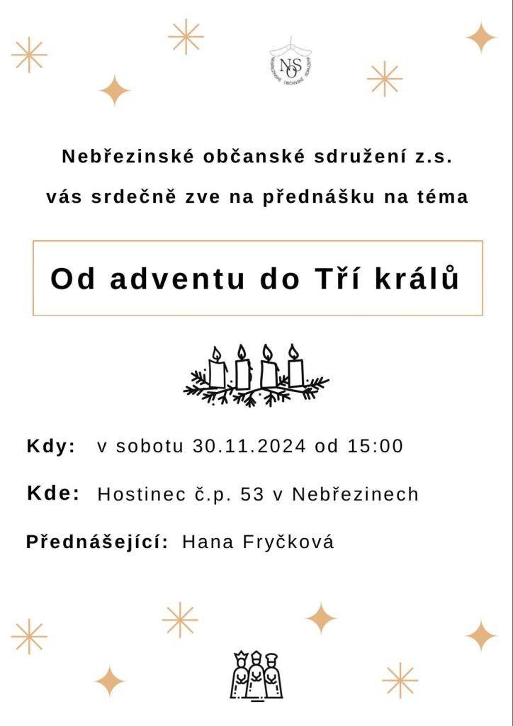 v sobotu 30.11.2024 od 15:00 hod.  hostinec č.p. 53 v Nebřezinech