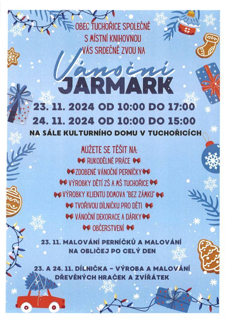 Obec Tuchořice s místní knihovnou Vás srdečnou zvou na vánoční jarmark.