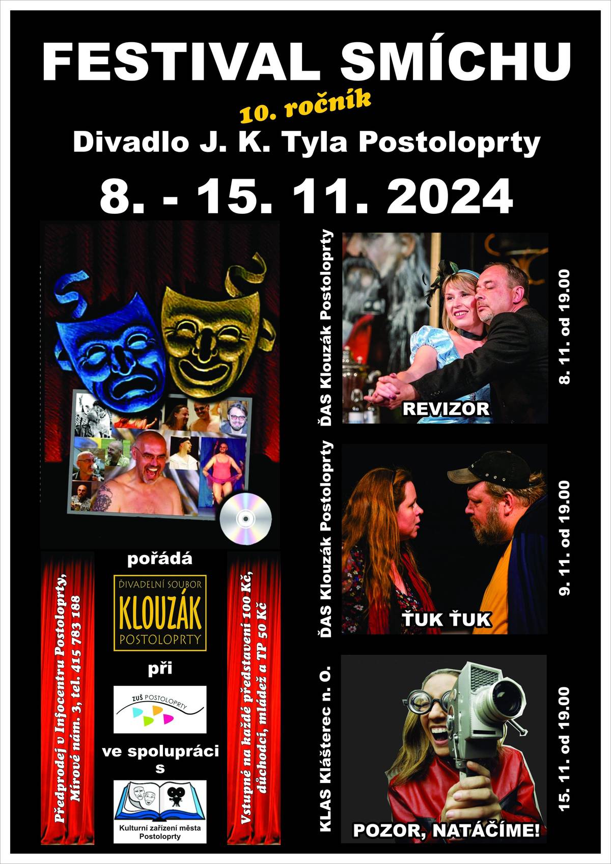 Přijďte na divadelní hru ŤUK ŤUK v podání ĎAS Klouzák Postoloprty. V sobotu 9. 11. 2024 od 19 hodin v divadle J. K. Tyla Postoloprty. Vstupné 100 korun, důchodci, mládež a TP 50 korun. Předprodej vstupenek v Infocentru Postoloprty, Mírové náměstí 3, telefon 415 783 188.