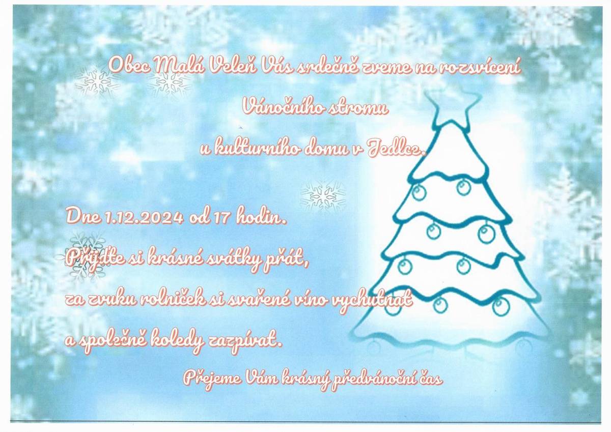 Dne 1. prosince 2024 od 17 hodin u kulturního domu Jedlka