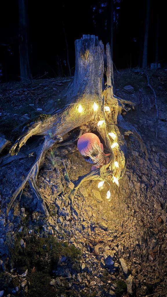 Dobrodružná dušičková stezka plná tajuplných bytostí s cílem na hřbitově, kterou zorganizoval Kryštofoúdolský okrašlovací spolek (KOS) s pomocí MŠ Mraveniště.