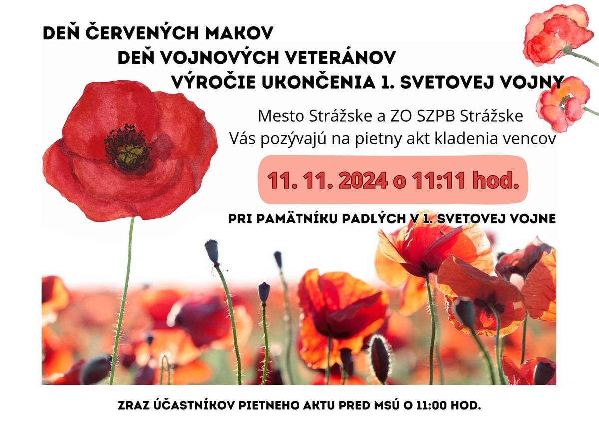 Prídte si uctiť padlých 1. svätovej vojny k pomníku na námestí A. Dubčeka.