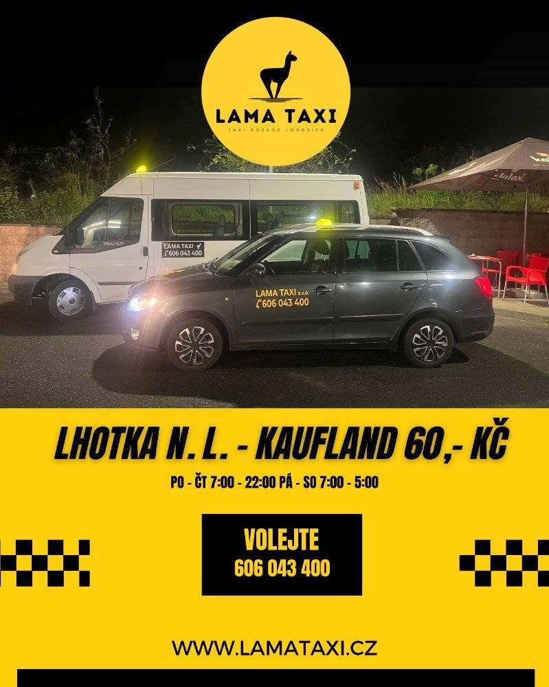 Lhotka n.L - Kaufland 60,- www.LAMATAXI.cz, tel.  606 043 400