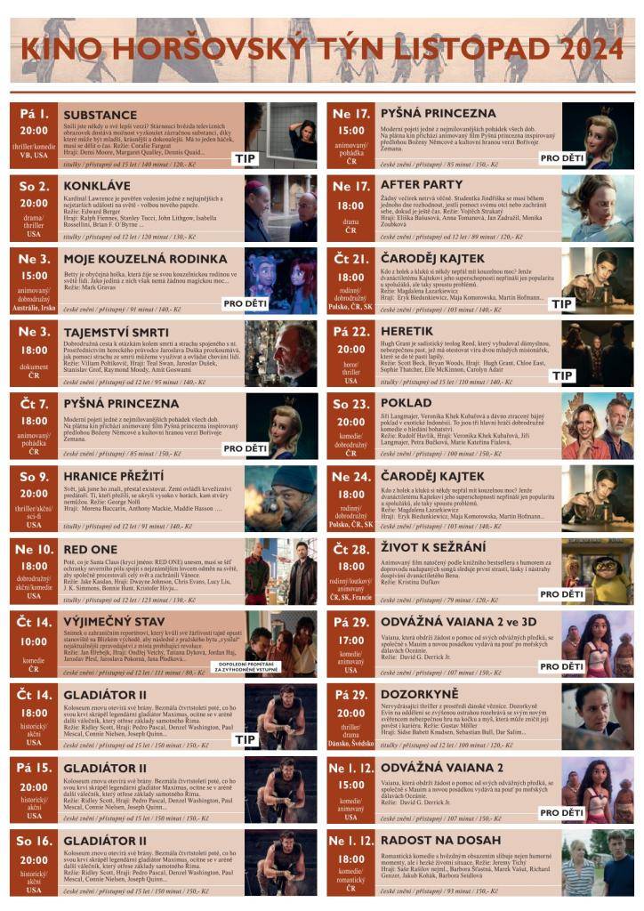Kulturní pozvánky do Horšovského Týna - listopad 2024