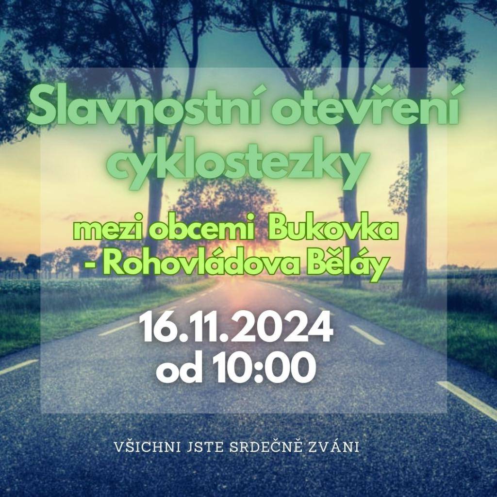 Slavnostní otevření cyklostezky 16.11.2024 od 10:00. Všichni jste srdečně zváni.