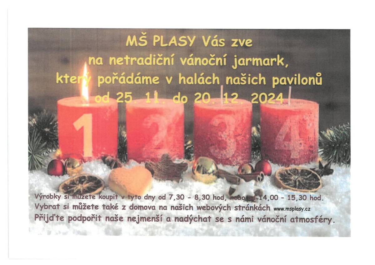 od 25.11.2024 do 20.12.2024  od 7:30 do 8:30 hod. nebo od 14:00 do 15:00 hod.  haly pavilonů MŠ
