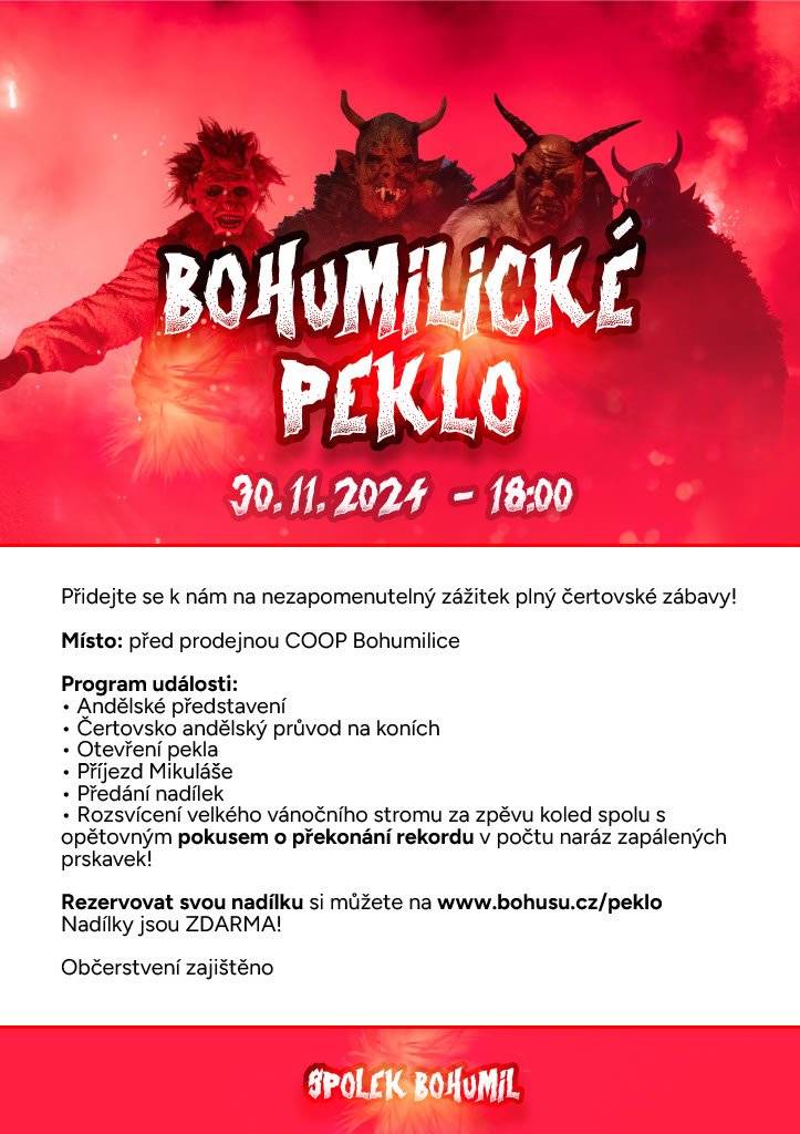 Spolek Bohumil zve na Bohumilické peklo.