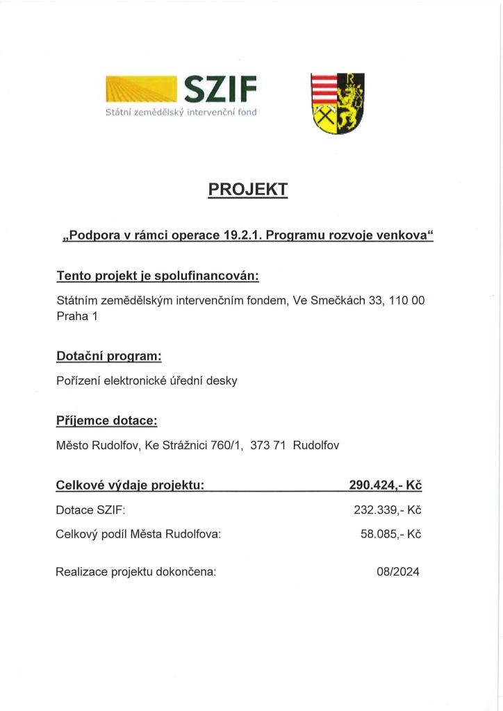 Spolufinancováno Státním zemědělským intervenčním fondem ve výši 80%.