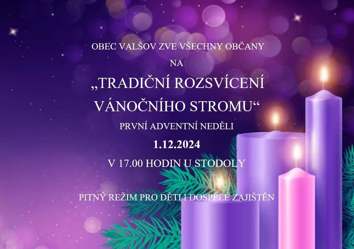Poslední měsíc v letošním roce začneme 1. prosince první Adventní neděli u stodoly při rozsvícení stromečku.