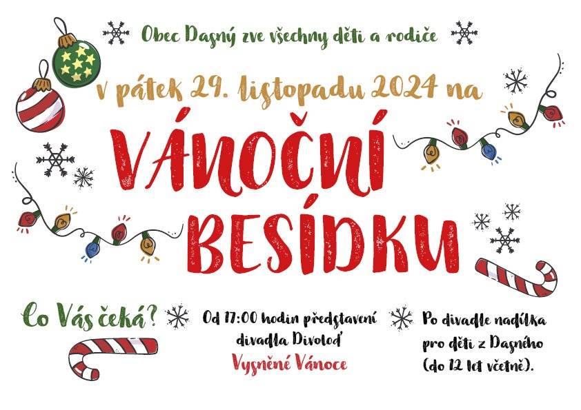 v pátek 29.11.2024 od 17.hodin v KD Dasný