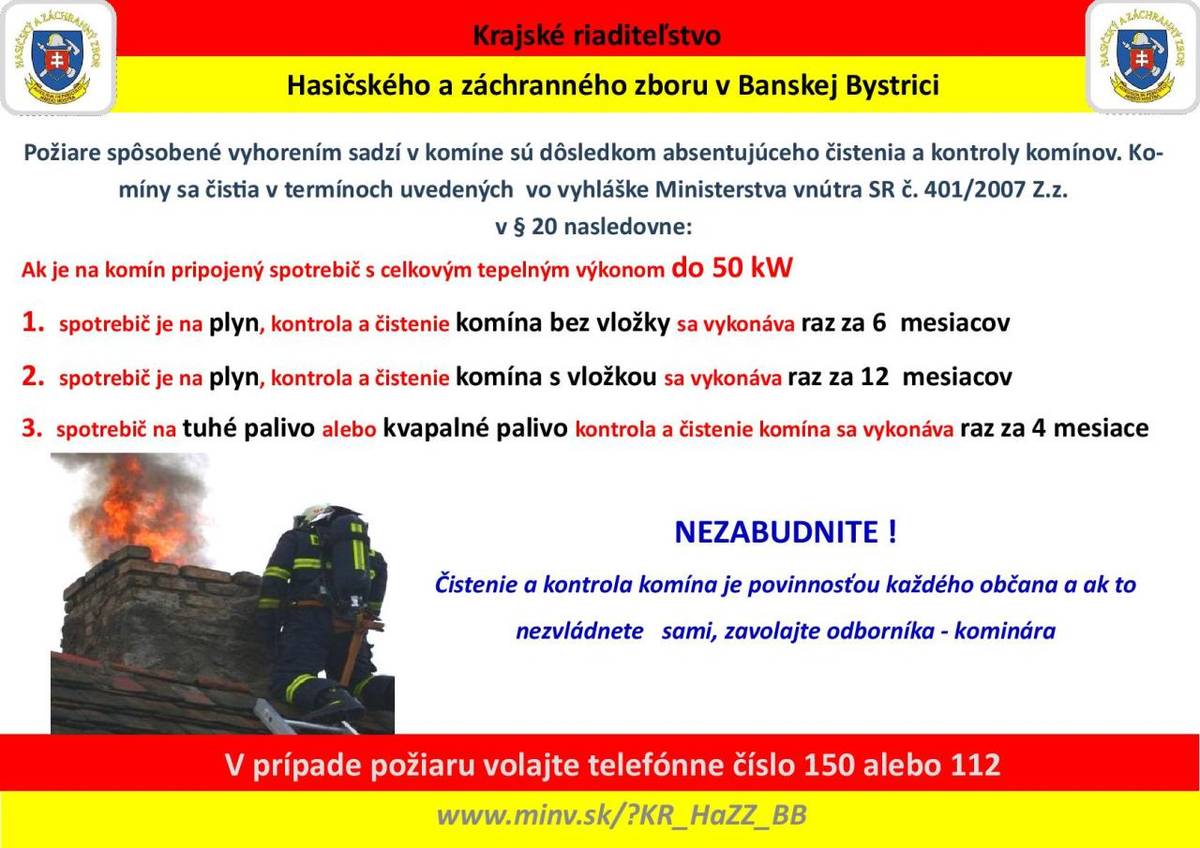 Čistenie a kontrola komínov