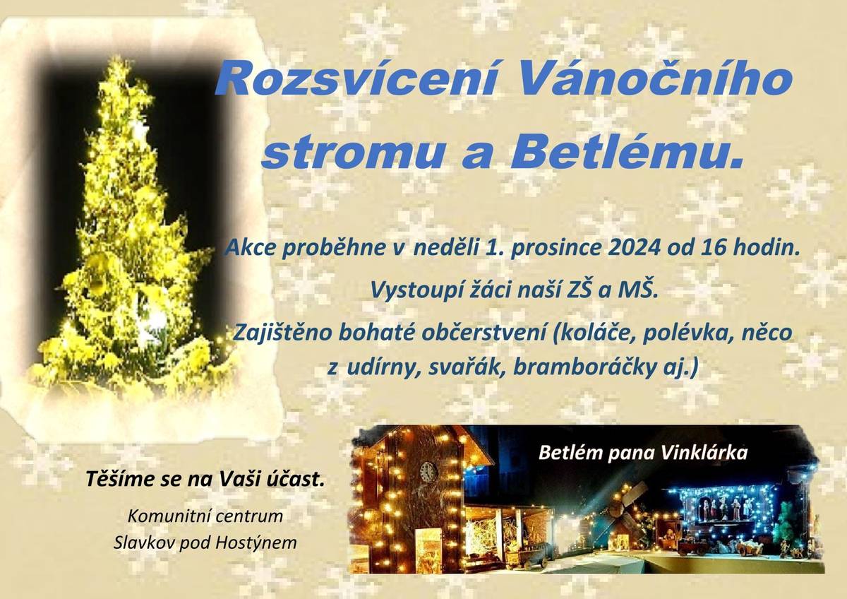 Proběhne 1.12.2024 v 16 hod. u Centra vzájemného setkávání.