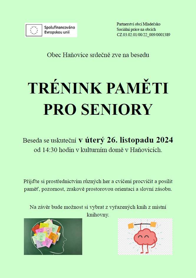 Beseda - praktické ukázky procvičování paměti.