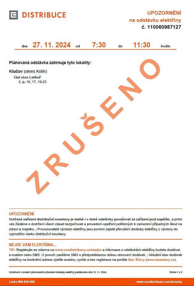 ČEZ a.s. se omlouvá za komplikace.