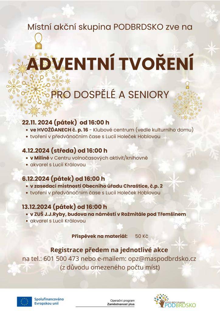 pozvánka na adventní tvoření pro dospělé a seniory