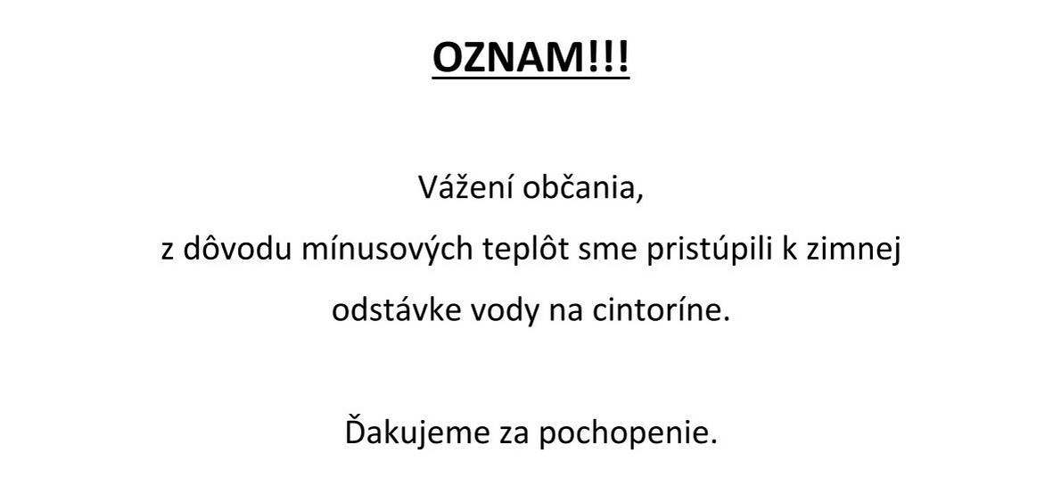 Zimná odstávka vody na cintoríne