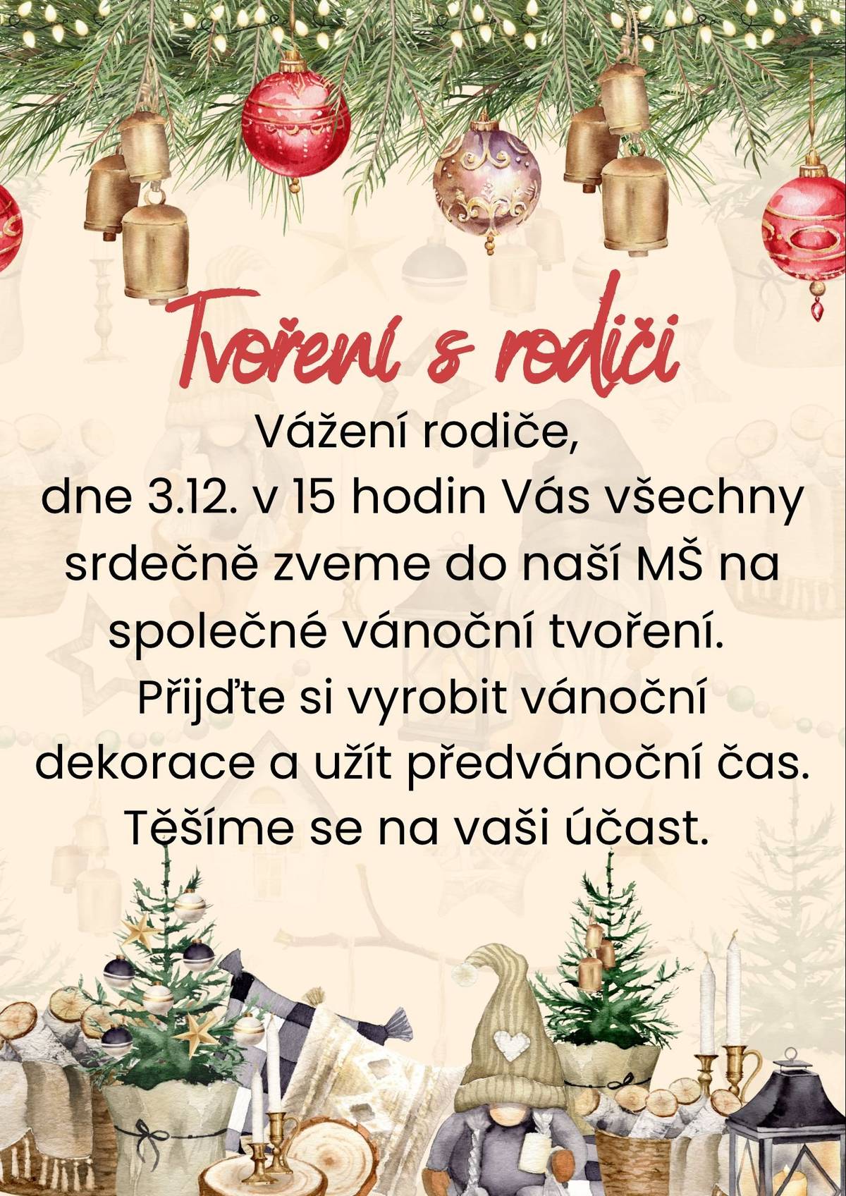 dětí z MŠ  3.12.2024 V 15:00 HOD.