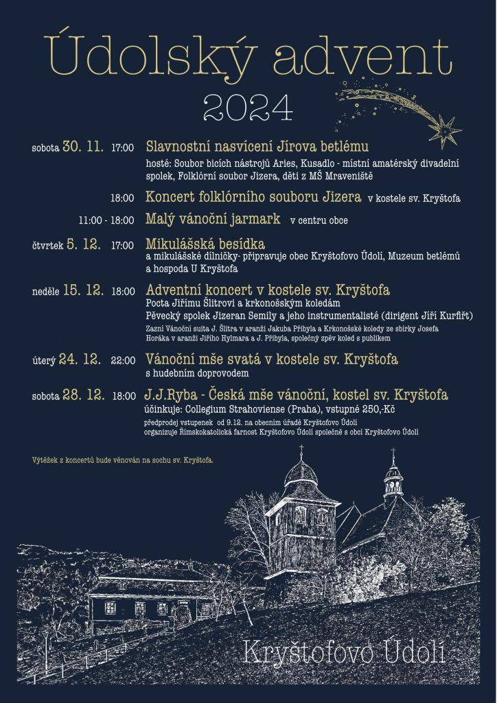 Začínáme již tuto sobotu 30.11. Připravili jsme pro Vás bohatý program na dobu adventní i vánoční. Přeji všem pohodový závěr roku plný milých setkání.                                                     Starostka