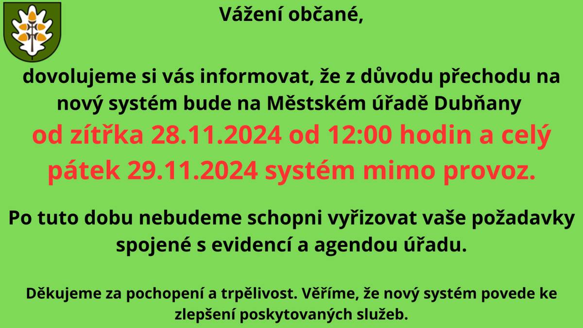 upozornění 28.11. - 29.11.2024