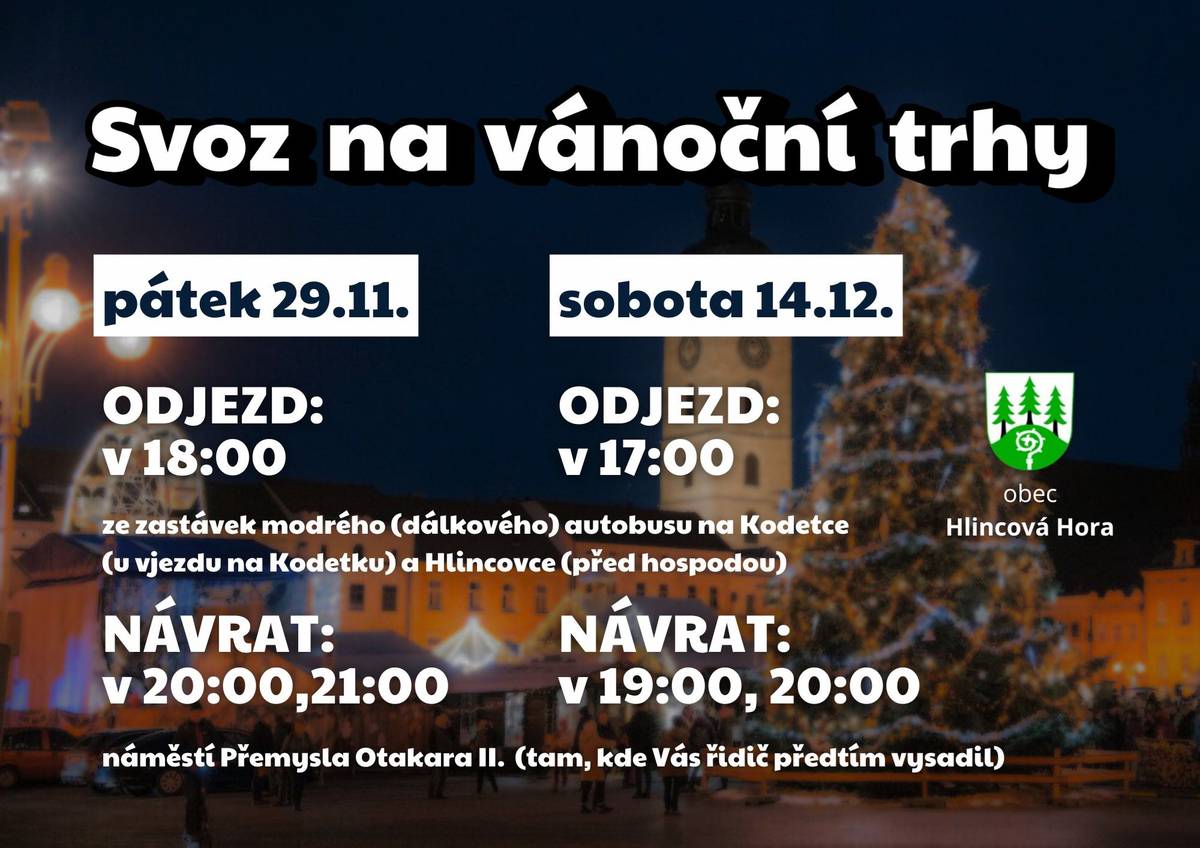 Doprava na adventní trhy v Českých Budějovicích