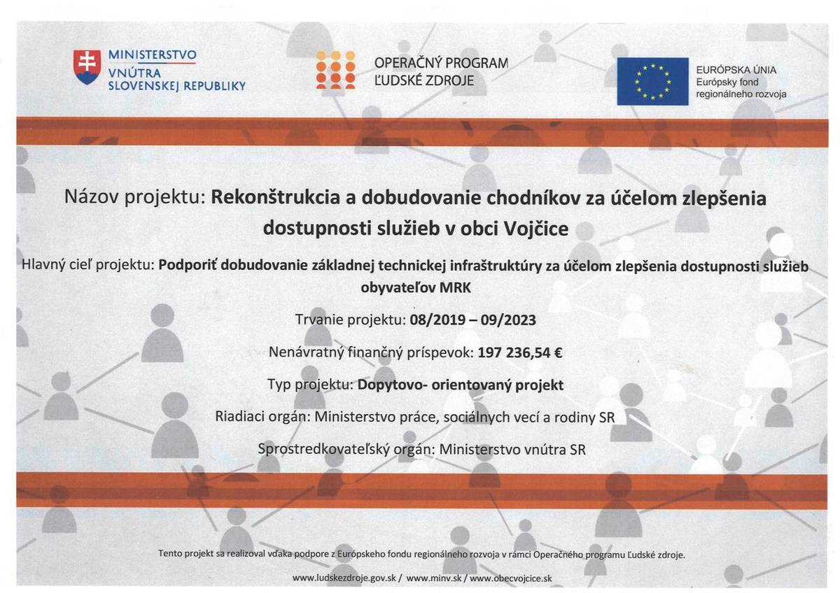 Rekonštrukcia a dobudovanie chodníkov za účelom zlepšenia dostupnosti služieb v obci Vojčice