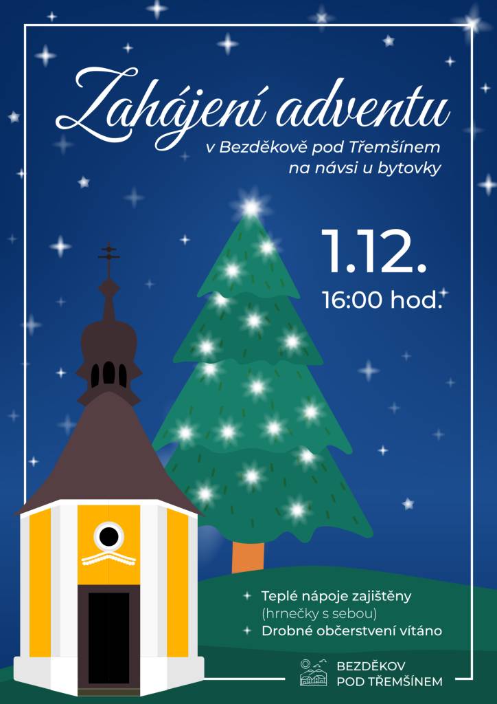 Pozvánka na zahájení adventu 1.12.2024 od 16 hodi